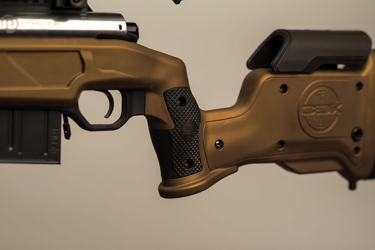 The grip Cadex Defence designed for the Strike Nuke Evo is a top contender for my favorite grip on the market. The texture is superb, and the geometry is just right. The fact that it is ambidextrous is a massive plus if you are a left-handed shooter or are shooting a stage where the non-dominant hand must be used.